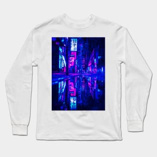 Futuristic Tokyo Cyberpunk City Oil Painting Long Sleeve T-Shirt